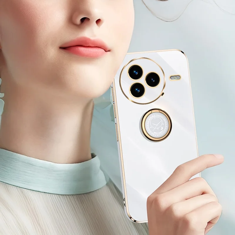 XINLI For Xiaomi Civi 5 Pro 5G Case Ring Kickstand Electroplating TPU Phone Cover - Black