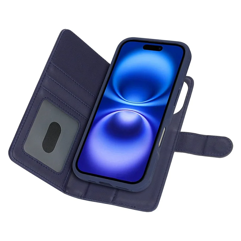 For iPhone 16 Wallet Case Compatible with MagSafe Anti-Drop Detachable PU Leather Phone Cover