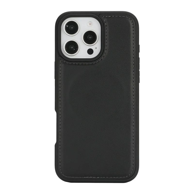 Cover a portafoglio per iPhone 16 Pro compatibile con MagSafe, antiurto, in pelle PU staccabile - Nero