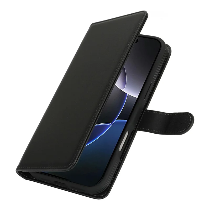 Cover a portafoglio per iPhone 16 Pro compatibile con MagSafe, antiurto, in pelle PU staccabile - Nero