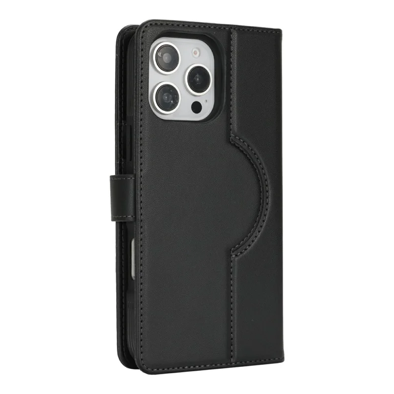 Cover a portafoglio per iPhone 16 Pro Max compatibile con MagSafe, antiurto, in pelle PU staccabile - Nero