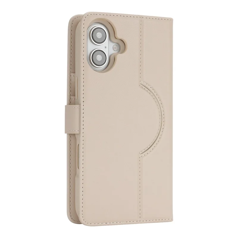 Funda Cartera para iPhone 16 Plus Compatible con MagSafe Anticaídas, Desmontable, de Cuero PU - Beige
