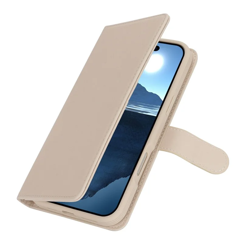 Funda Cartera para iPhone 16 Plus Compatible con MagSafe Anticaídas, Desmontable, de Cuero PU - Beige