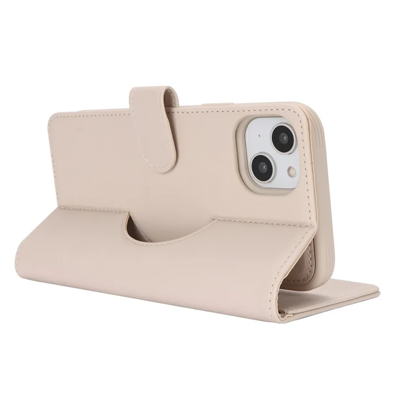 Für iPhone 15 Wallet Hülle Kompatibel mit MagSafe Stoßfest Abnehmbare PU-Leder Handyhülle - Beige
