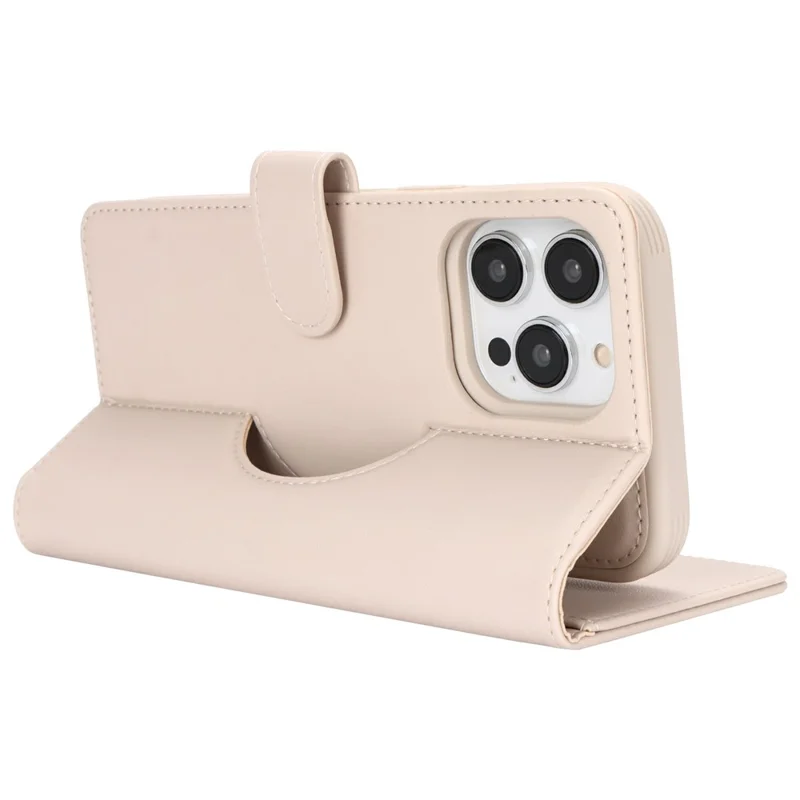 For iPhone 15 Pro Max Wallet Case Compatible with MagSafe Anti-Drop Detachable PU Leather Phone Cover - Beige