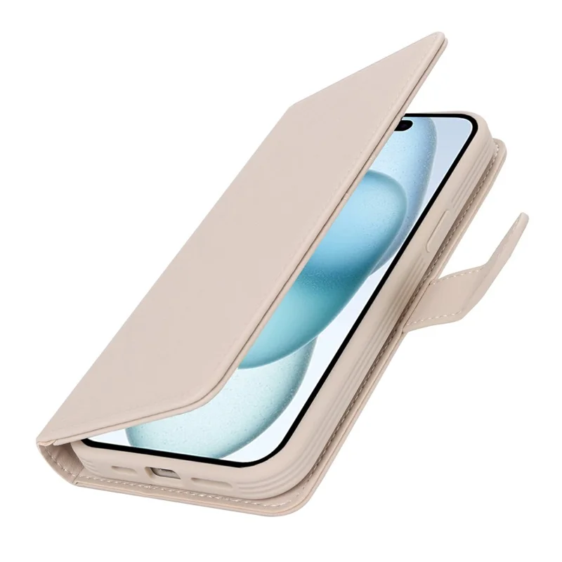 Cover per iPhone 15 Plus / 4 Plus Portafoglio Compatibile con MagSafe Antiurto Staccabile in Pelle PU - Beige