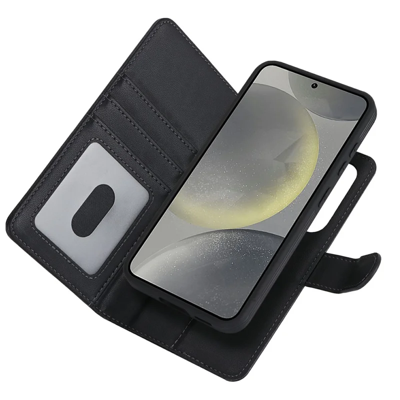 Étui portefeuille pour Samsung Galaxy S24 Compatible avec MagSafe Antichute Détachable en Cuir PU - Noir