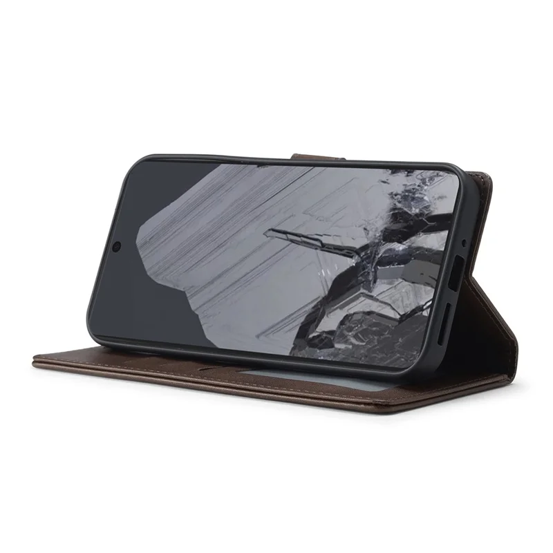 LC.IMEEKE For Google Pixel 10 Pro  /  Pixel 10 Case Calf Texture PU Leather Stand Wallet Phone Cover - Brown