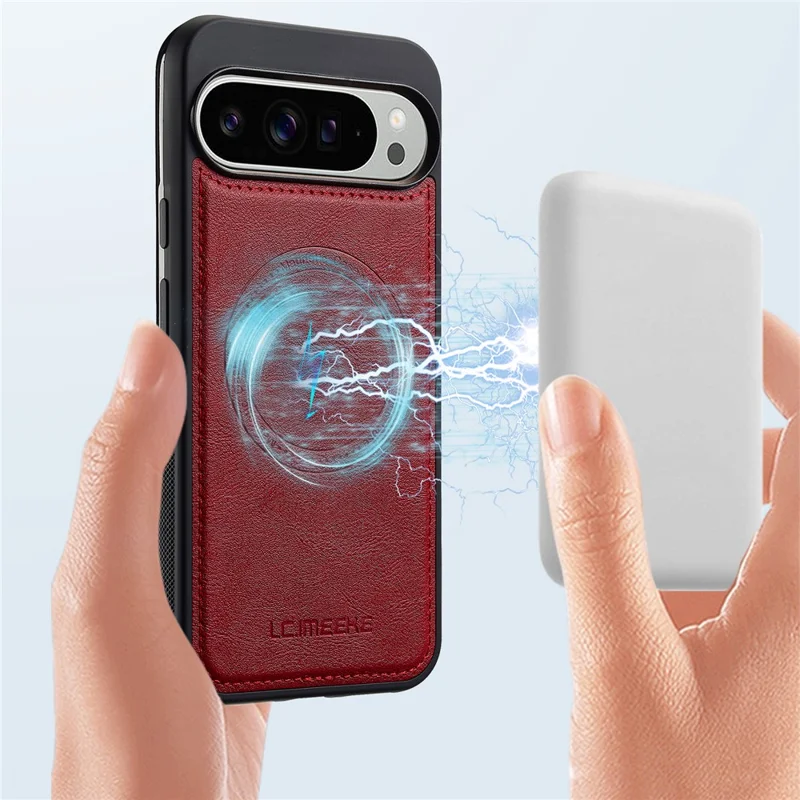 LC.IMEEKE For Google Pixel 10 Pro XL Magnetic Case Compatible with MagSafe Leather + TPU Back Cover - Red