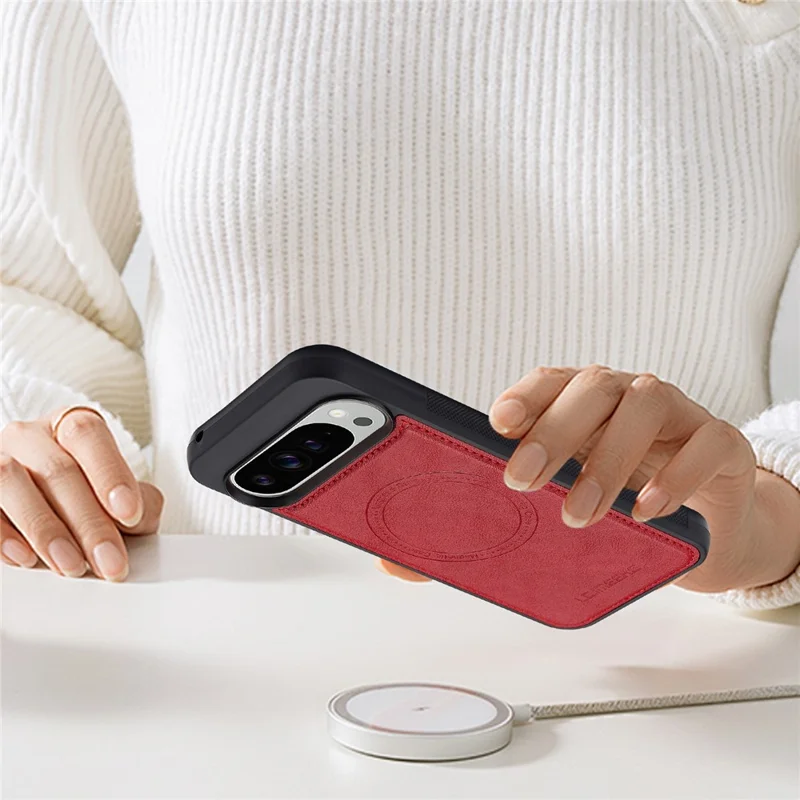 LC.IMEEKE For Google Pixel 10 Pro XL Magnetic Case Compatible with MagSafe Leather + TPU Back Cover - Red