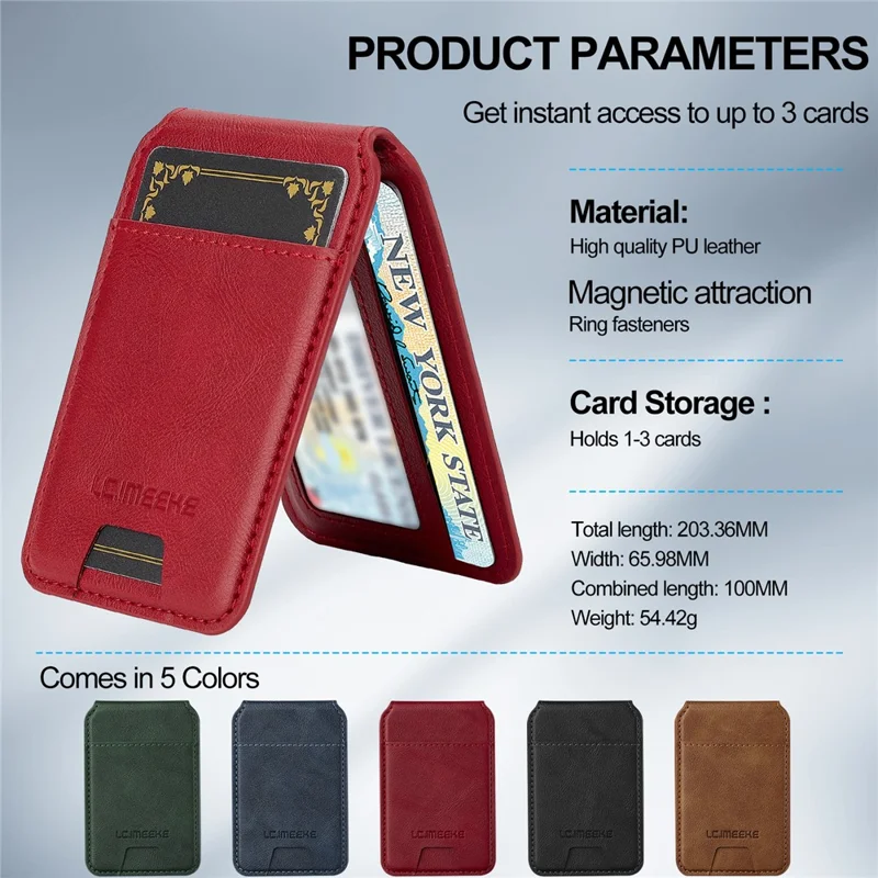 LC.IMEEKE L3 Para Google Pixel 10 Pro / Pixel 10 Capa Magnética com Porta-cartões em Couro e TPU - Vermelho