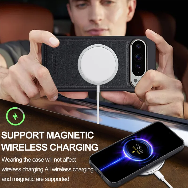 LC.IMEEKE L3 For Google Pixel 10 Pro XL Magnetic Case Detachable Card Holder Leather TPU Mobile Cover - Black