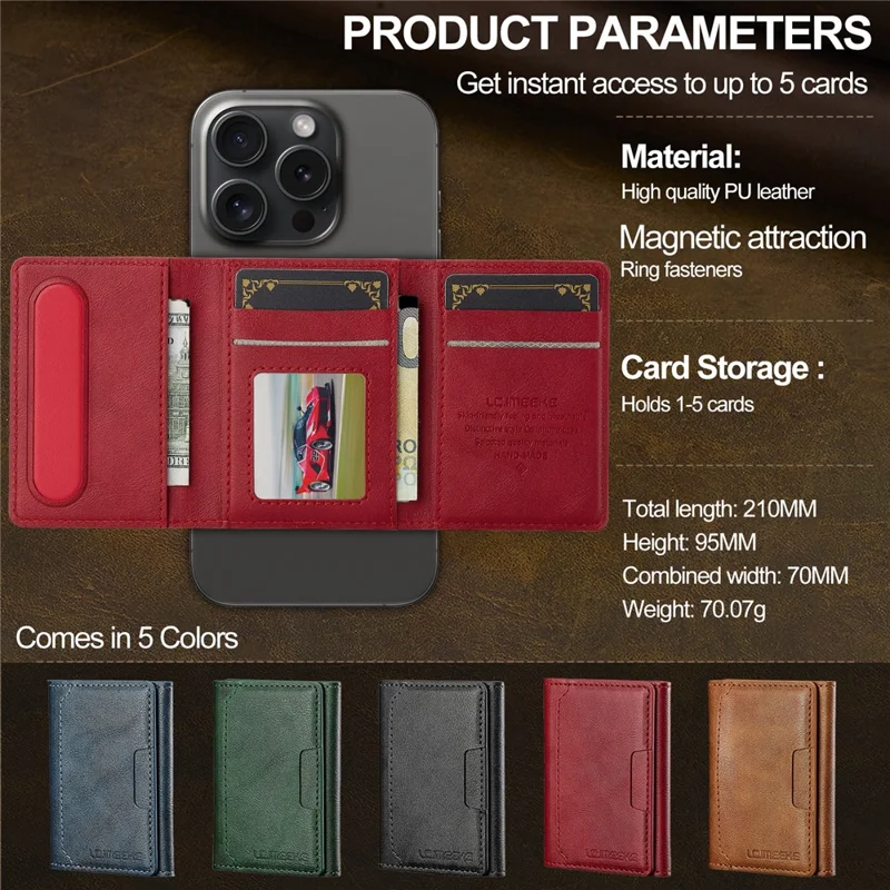 LC.IMEEKE L5 Para Google Pixel 10 Pro / Pixel 10 Capa de Telefone Magnética de Couro com Porta-cartões Destacável - Vermelho