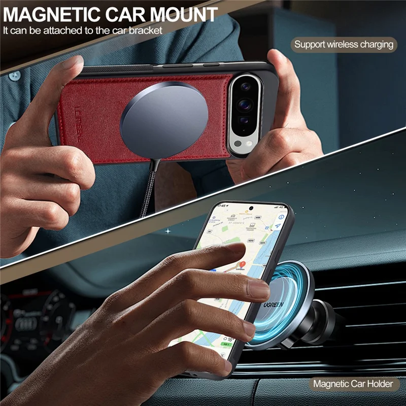 LC.IMEEKE L5 Para Google Pixel 10 Pro / Pixel 10 Capa de Telefone Magnética de Couro com Porta-cartões Destacável - Vermelho
