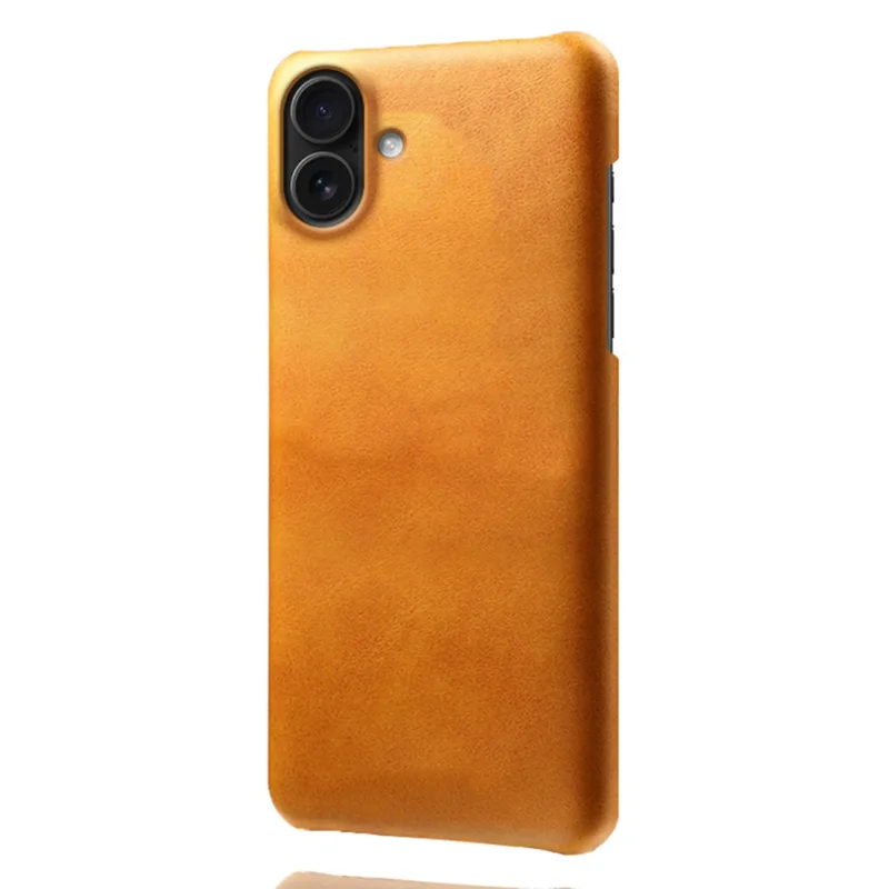 For iPhone 17 Case Calf Texture PU Leather Hard PC Protective Phone Cover - Orange