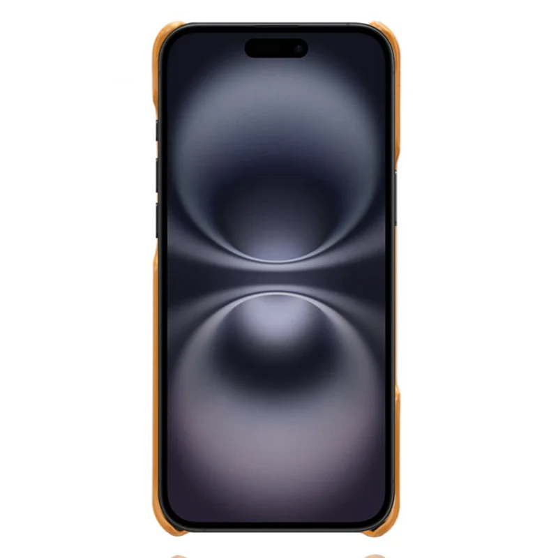 For iPhone 17 Case Calf Texture PU Leather Hard PC Protective Phone Cover - Orange