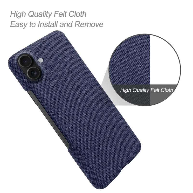 Étui pour iPhone 17 Texture Tissu Anti-Rayures Coque de Protection Arrière en PC - Bleu