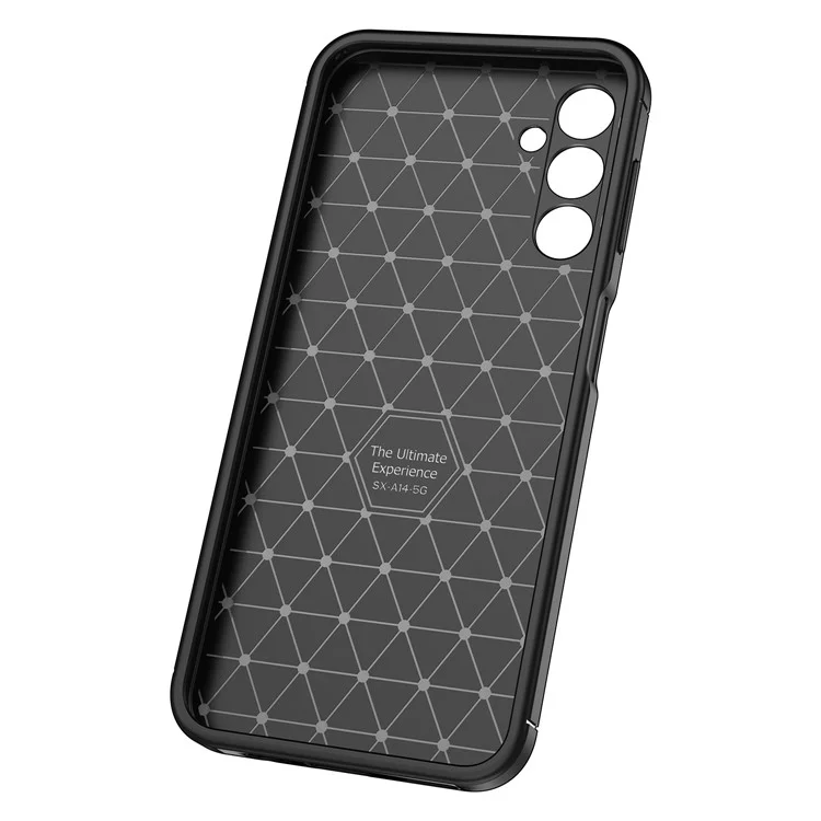 For Samsung Galaxy A14 5G / 4G Carbon Fiber Texture TPU Phone Back Case Drop-proof Anti-scratch Cover - Black
