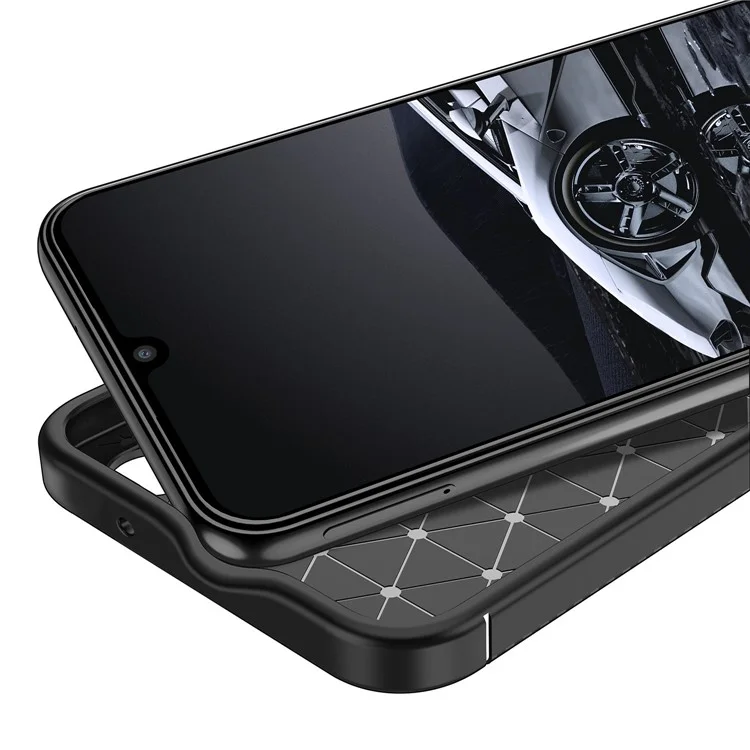 For Samsung Galaxy A14 5G / 4G Carbon Fiber Texture TPU Phone Back Case Drop-proof Anti-scratch Cover - Black
