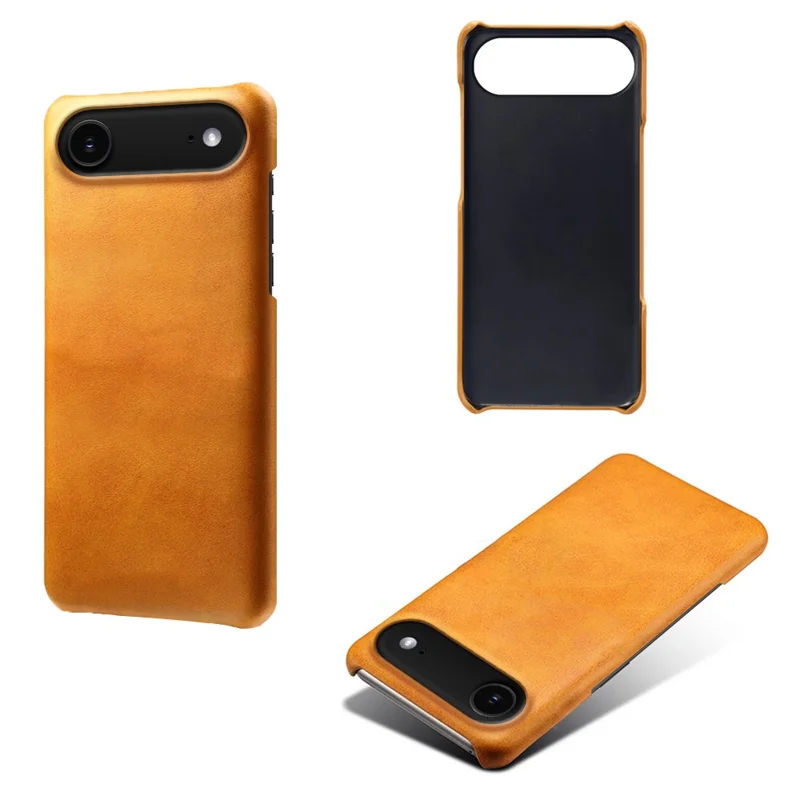 Für iPhone 17 Air Case Lederhülle mit Kalbslederstruktur, harte PC-Schutzhülle für Mobiltelefon - Orange