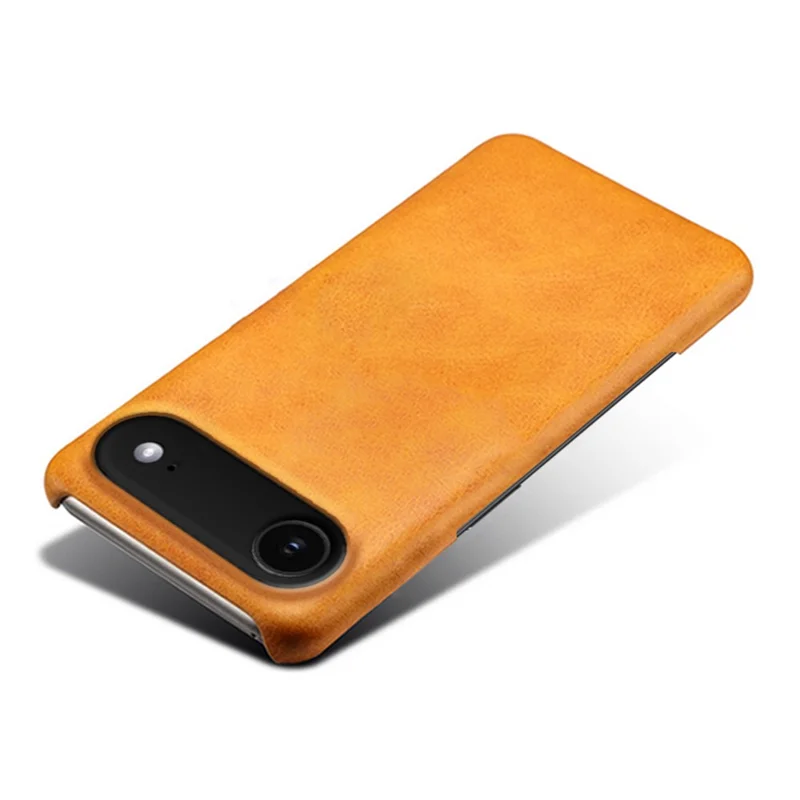 Für iPhone 17 Air Case Lederhülle mit Kalbslederstruktur, harte PC-Schutzhülle für Mobiltelefon - Orange