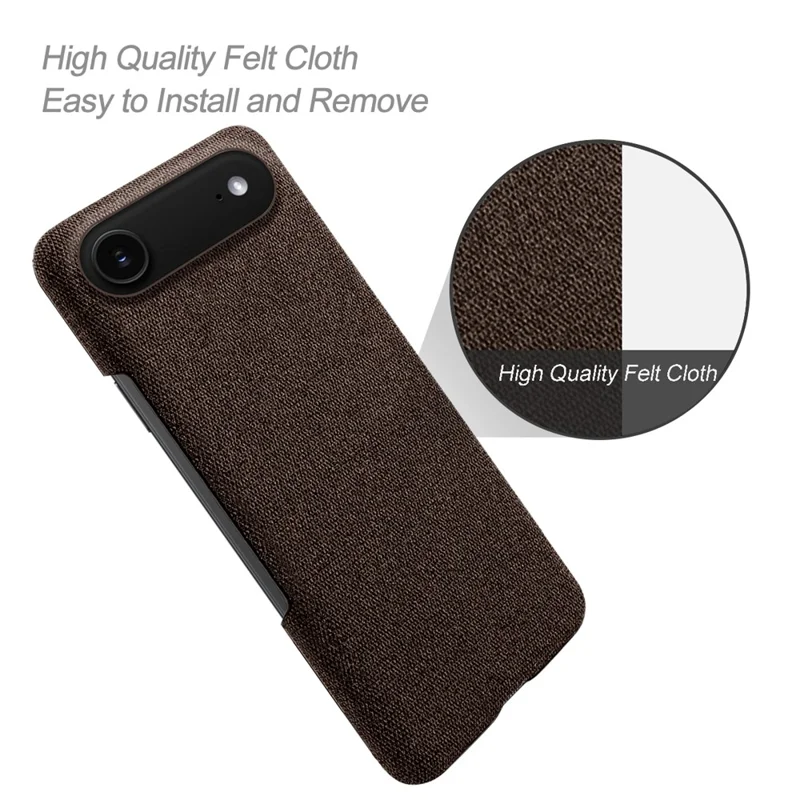 Étui pour iPhone 17 en tissu anti-rayures avec coque de protection arrière en PC - Marron