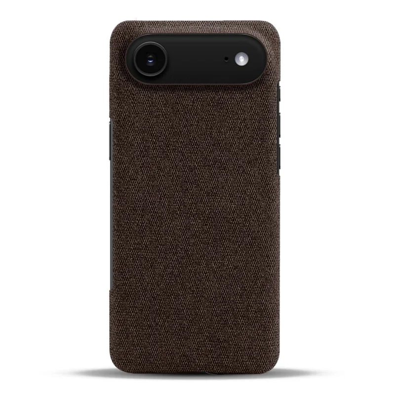 Étui pour iPhone 17 en tissu anti-rayures avec coque de protection arrière en PC - Marron