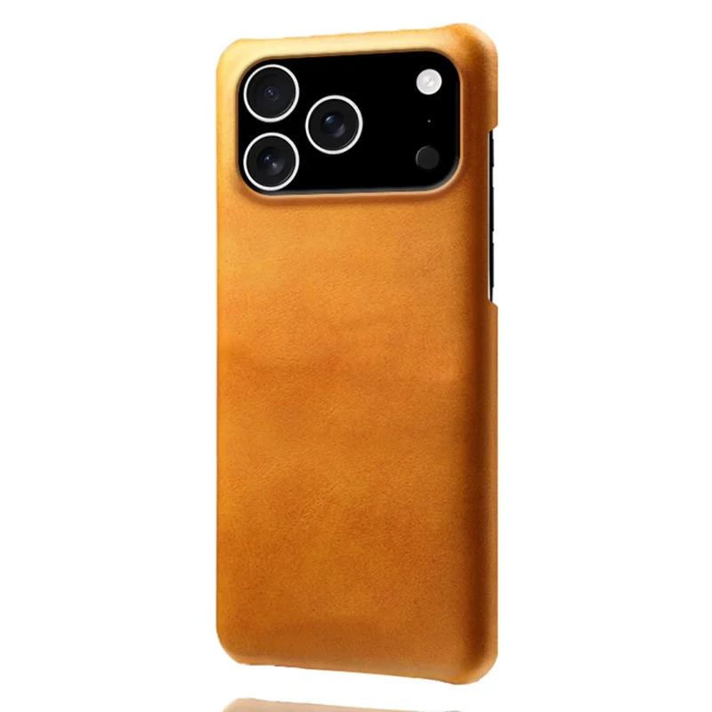 For iPhone 17 Pro Case Calf Texture PU Leather Hard PC Protective Phone Cover - Orange