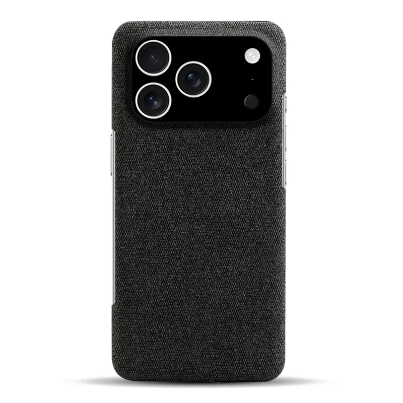 For iPhone 17 Pro hoesje met stofstructuur, krasbestendig, beschermmiddel met PC-achterkant - Zwart