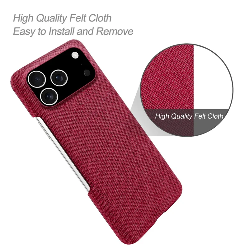 For iPhone 17 Pro hoesje met stofstructuur, krasbestendig, beschermmende PC-achterkant - Rood