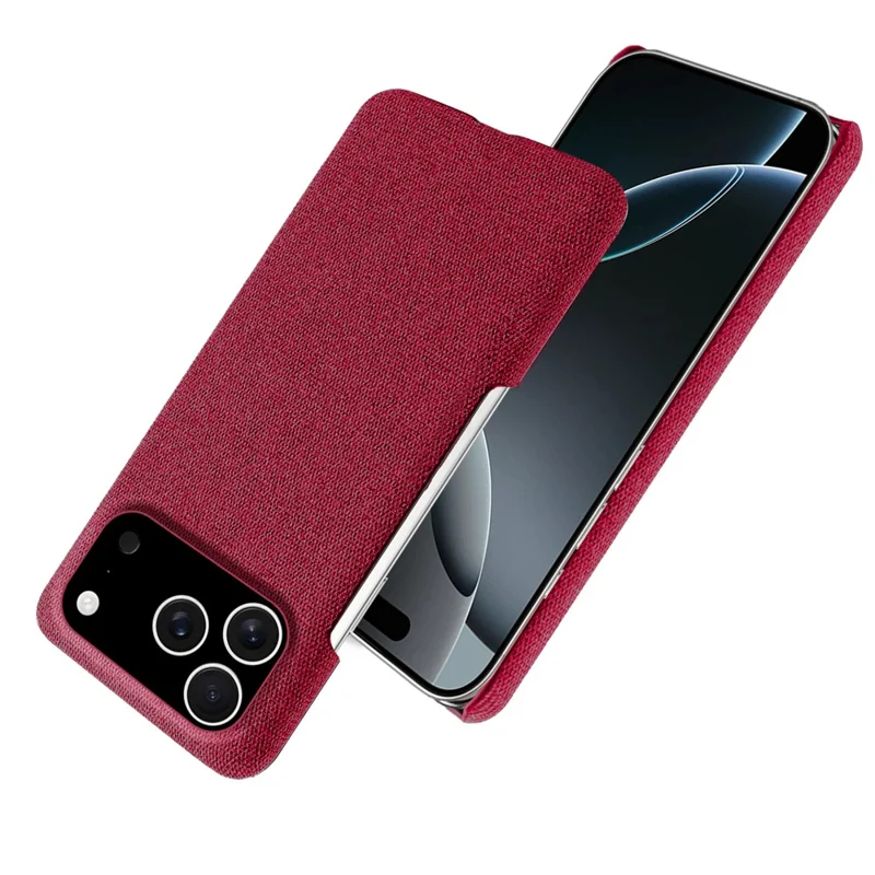 For iPhone 17 Pro hoesje met stofstructuur, krasbestendig, beschermmende PC-achterkant - Rood