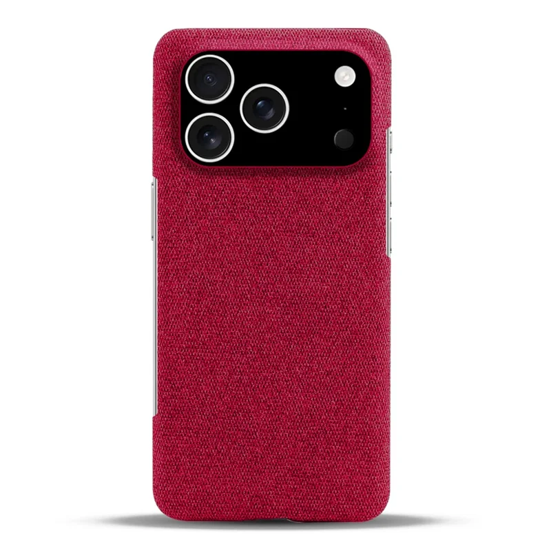 For iPhone 17 Pro hoesje met stofstructuur, krasbestendig, beschermmende PC-achterkant - Rood