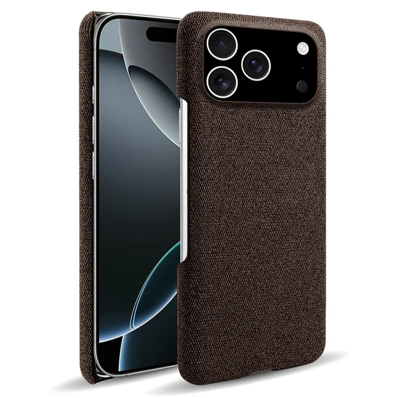 For iPhone 17 Pro Phone Case Cloth Texture Anti-Scratch Protective PC Back Cover - Brown