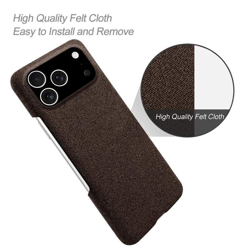 For iPhone 17 Pro Phone Case Cloth Texture Anti-Scratch Protective PC Back Cover - Brown
