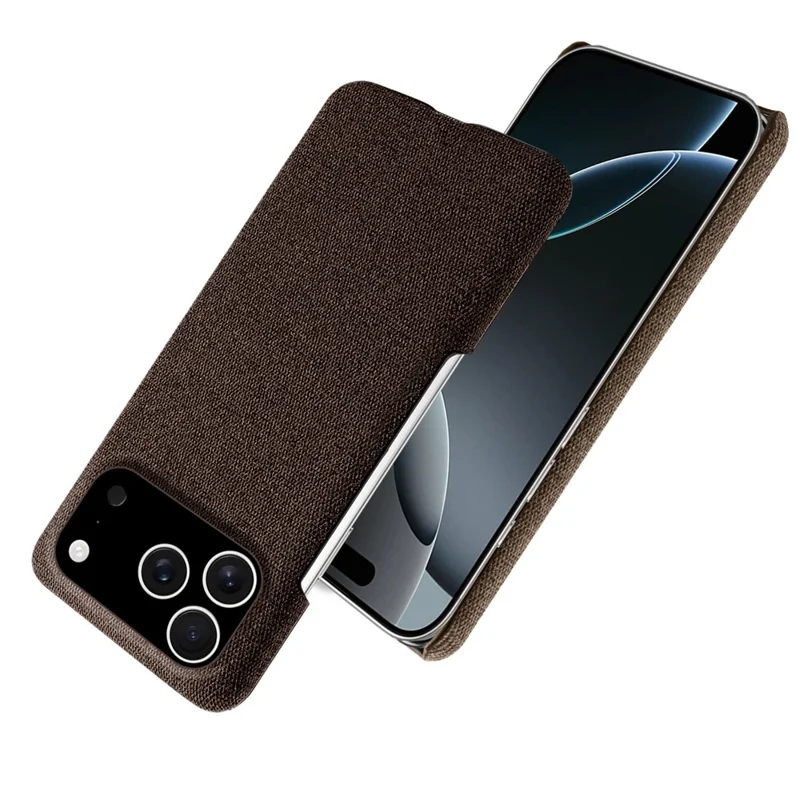 For iPhone 17 Pro Phone Case Cloth Texture Anti-Scratch Protective PC Back Cover - Brown