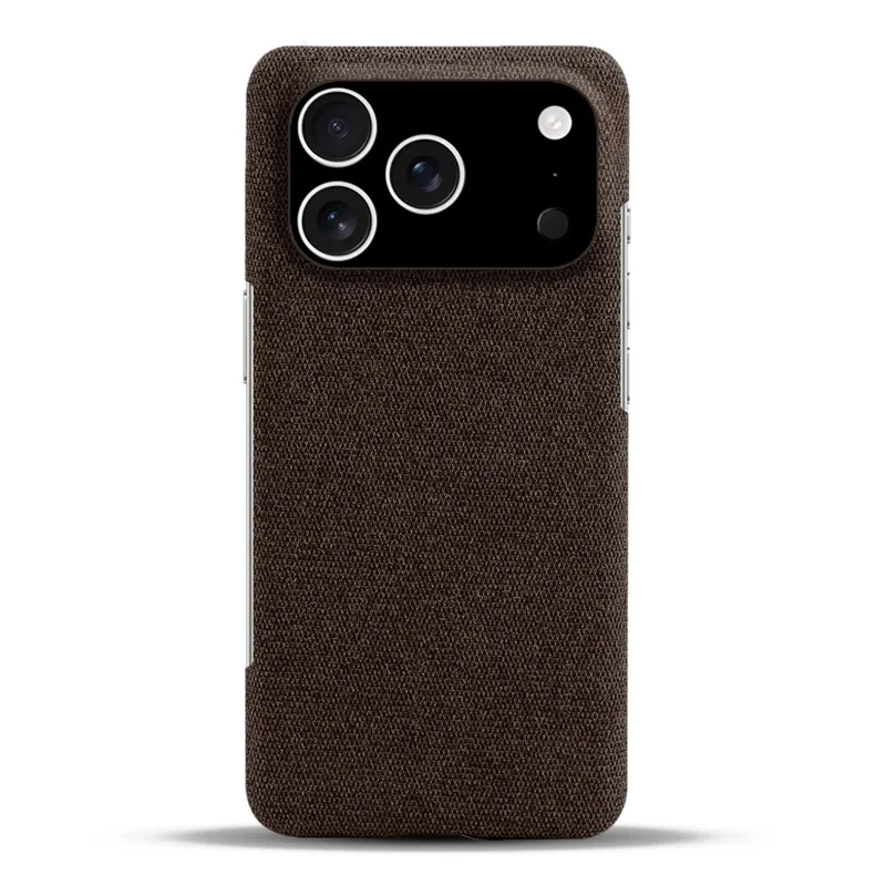 For iPhone 17 Pro Phone Case Cloth Texture Anti-Scratch Protective PC Back Cover - Brown