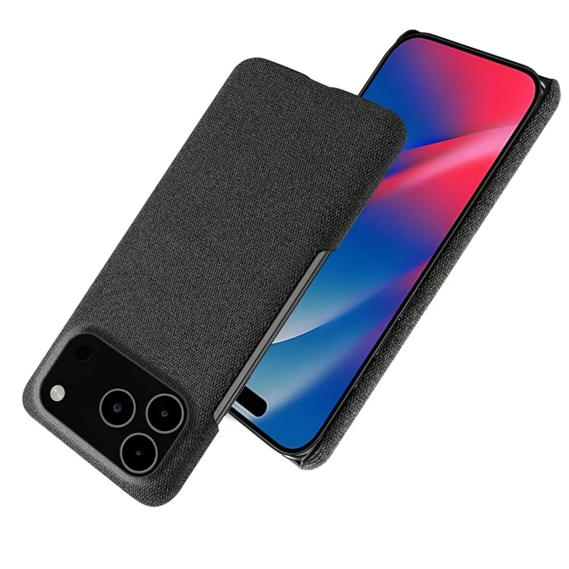 Étui pour iPhone 17 Pro Max Texture de Tissu Antidérapant Coque de Protection en PC - Noir
