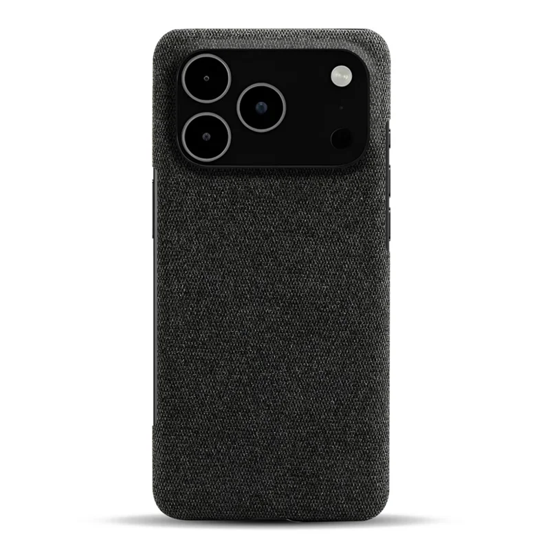 Étui pour iPhone 17 Pro Max Texture de Tissu Antidérapant Coque de Protection en PC - Noir