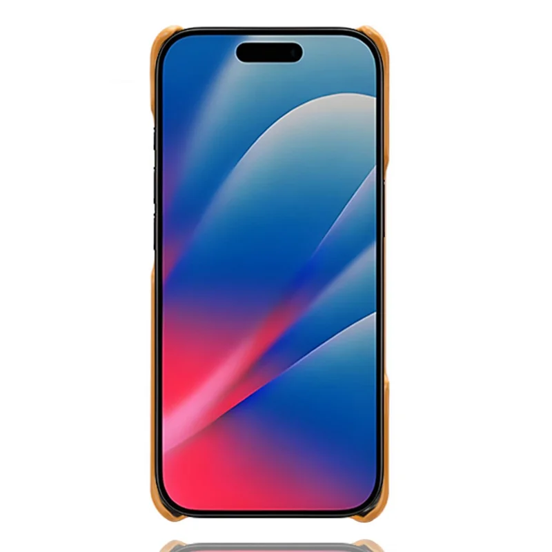 Für iPhone 17 Pro Max Hülle mit doppeltem Kartenfach aus Kunstleder + robuster PC-Handyhülle - Orange