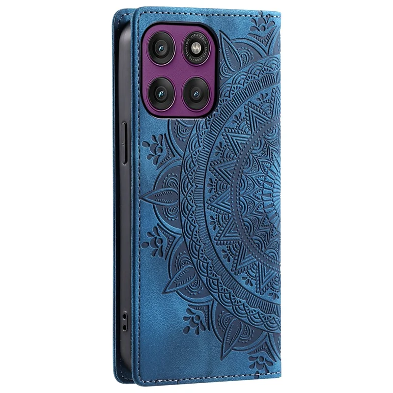 For Motorola Edge 60 Pro 5G Case Magnetic Closing Leather Phone Cover Pattern Imprinted - Blue