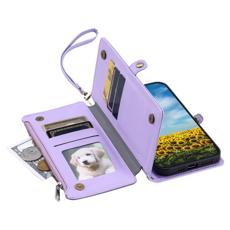 For Motorola Edge 60 Pro 5G Case TPU + PU Leather Wallet Phone Cover with Wrist Strap - Purple