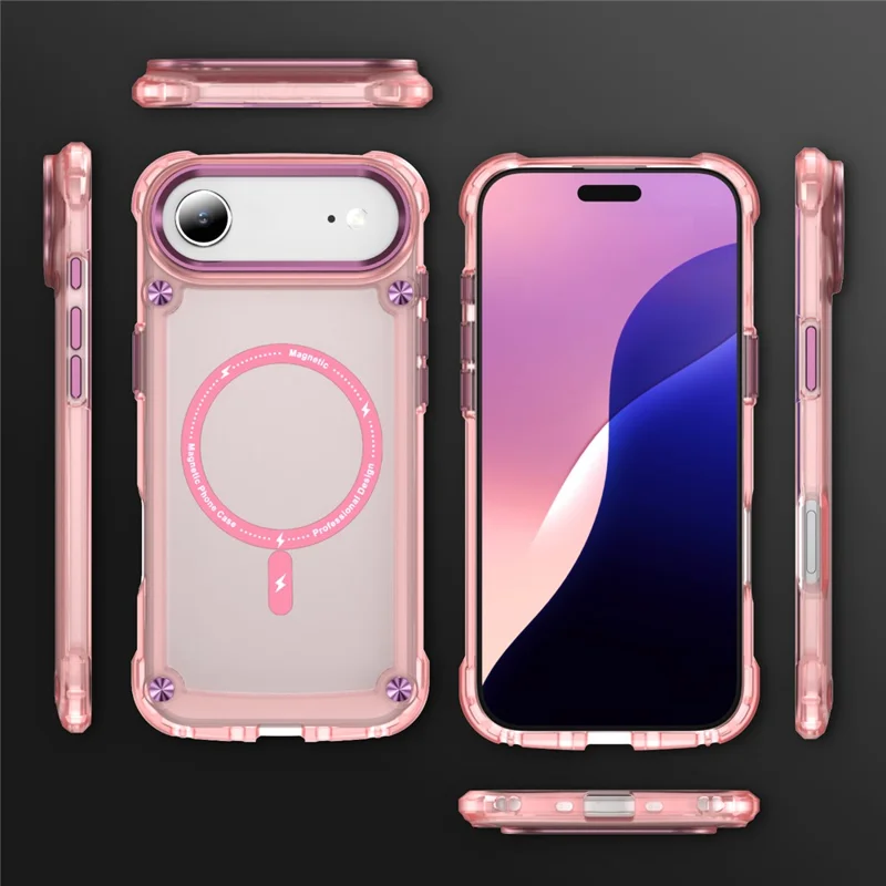 For iPhone Air Case Skin Touch TPU + PC Phone Cover Compatible with MagSafe - Transparent Pink