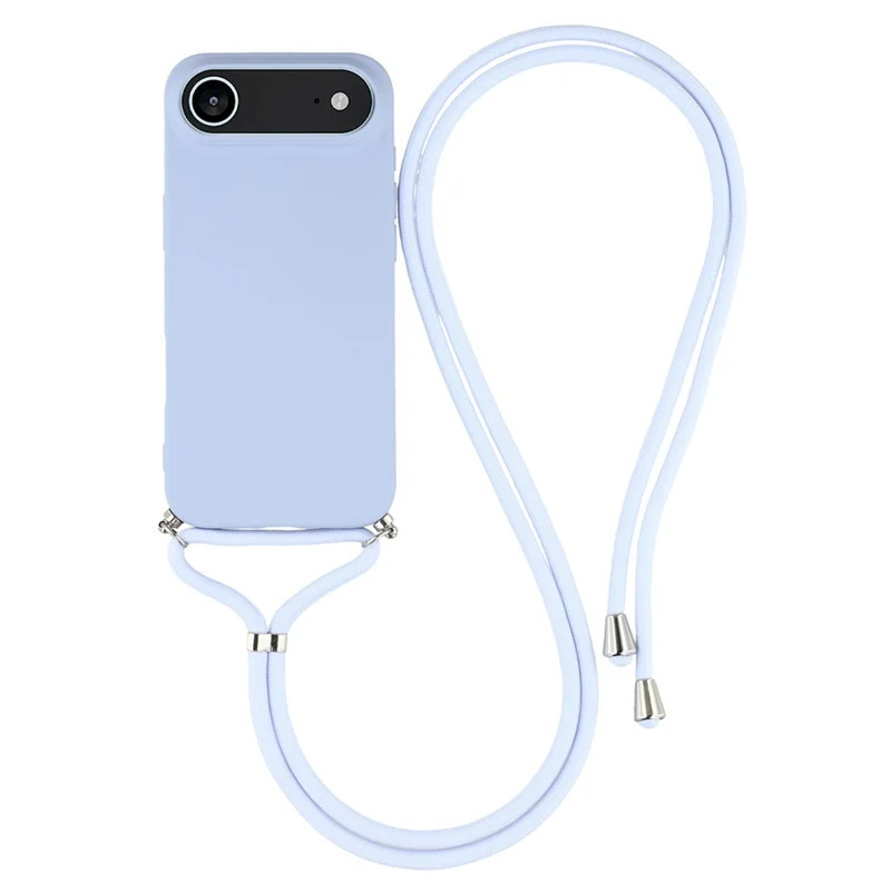 Für iPhone 17 Air Hülle Weiches TPU mit Faserfutter Handyhülle mit Schultergurt - Hellviolett