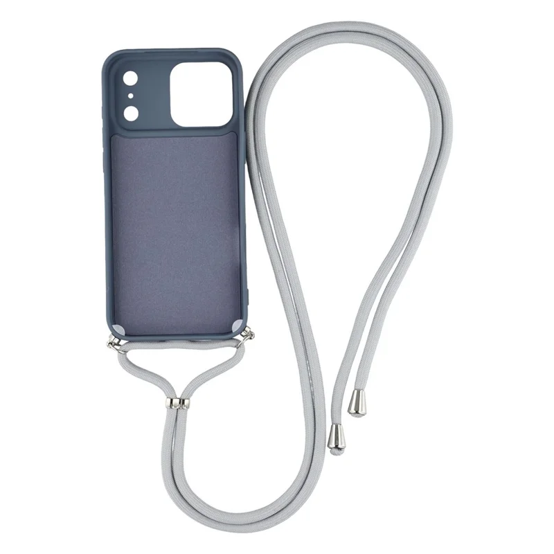 For iPhone 17 Pro Case Soft TPU Fiber Lining Phone Cover with Shoulder Strap - Lavender Grey