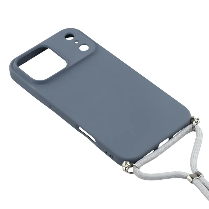For iPhone 17 Pro Case Soft TPU Fiber Lining Phone Cover with Shoulder Strap - Lavender Grey