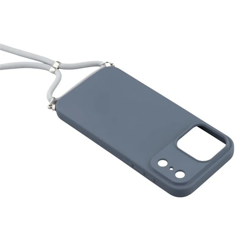 For iPhone 17 Pro Case Soft TPU Fiber Lining Phone Cover with Shoulder Strap - Lavender Grey