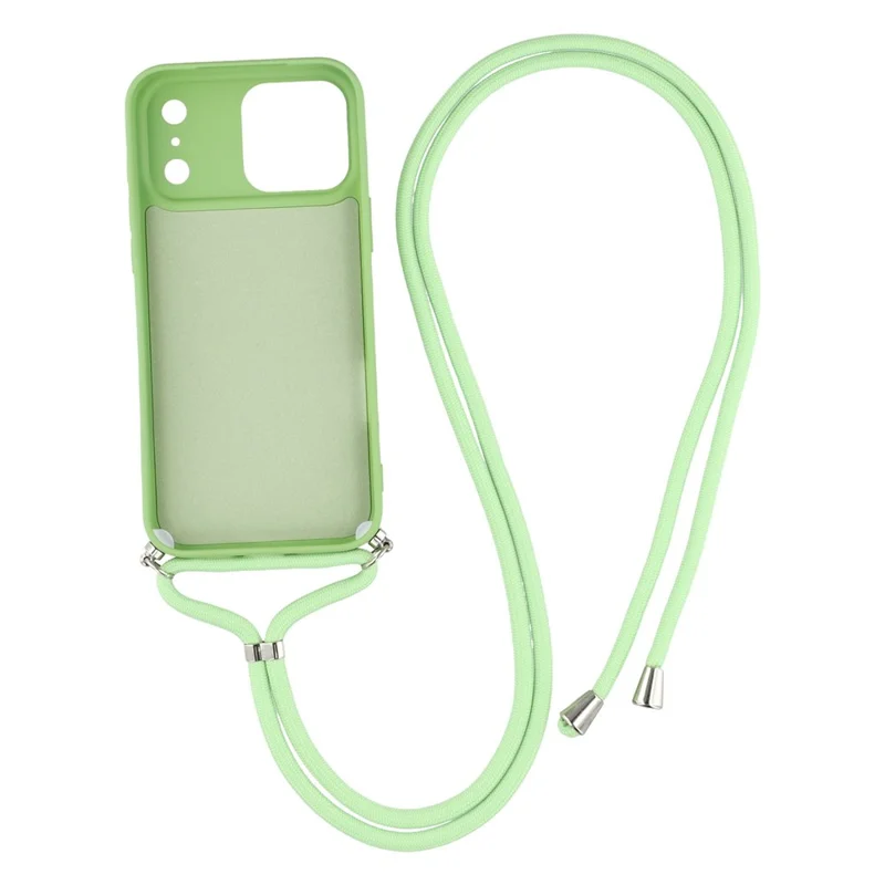 Handyhülle für iPhone 17 Pro Max, weiches TPU mit Faserfutter, Handycover mit Umhängeriemen - Matcha Grün