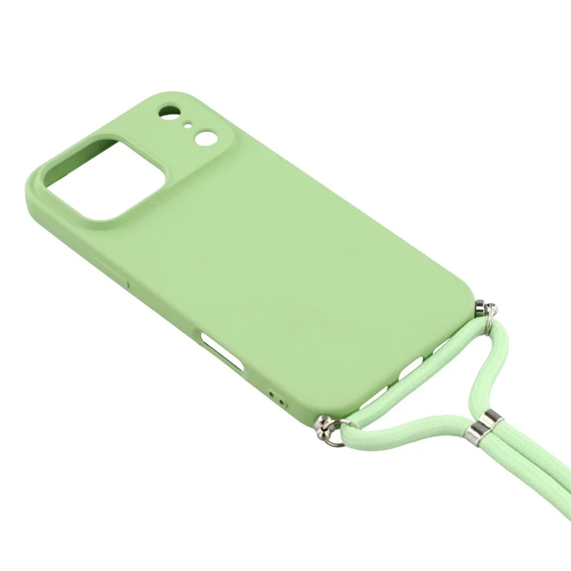 Handyhülle für iPhone 17 Pro Max, weiches TPU mit Faserfutter, Handycover mit Umhängeriemen - Matcha Grün
