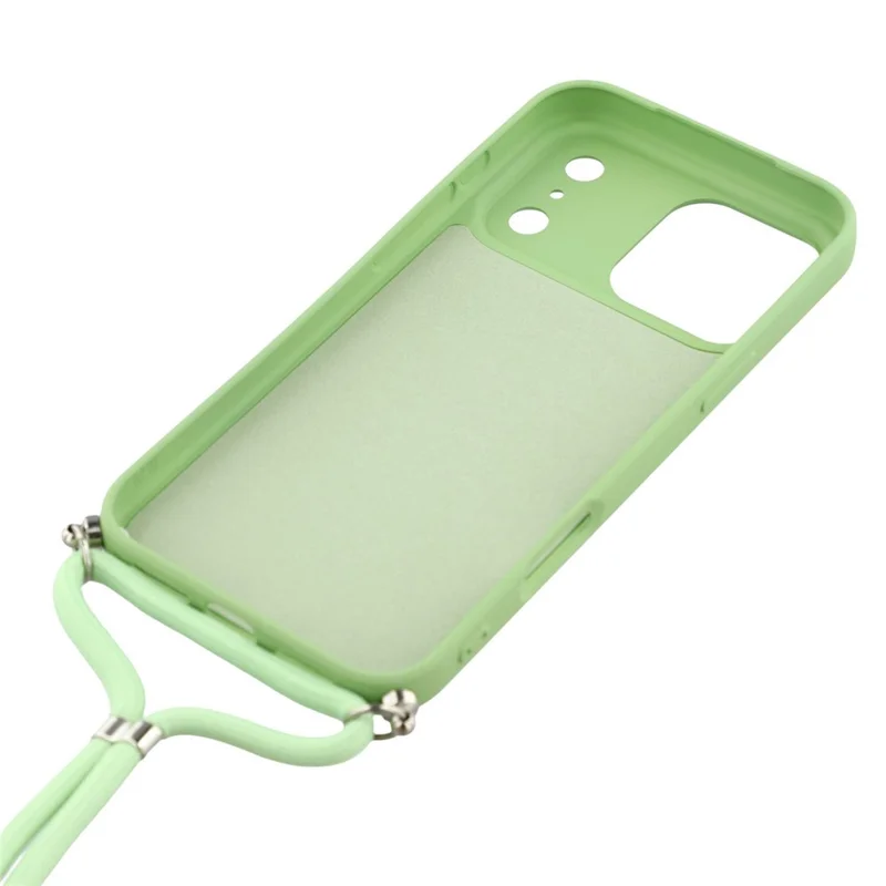 Handyhülle für iPhone 17 Pro Max, weiches TPU mit Faserfutter, Handycover mit Umhängeriemen - Matcha Grün