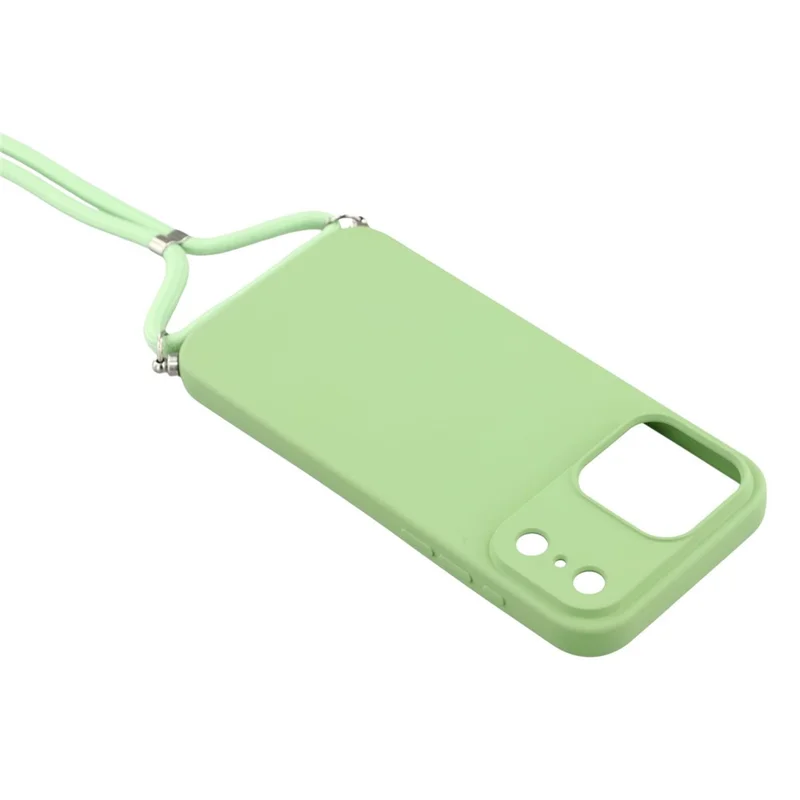 Handyhülle für iPhone 17 Pro Max, weiches TPU mit Faserfutter, Handycover mit Umhängeriemen - Matcha Grün